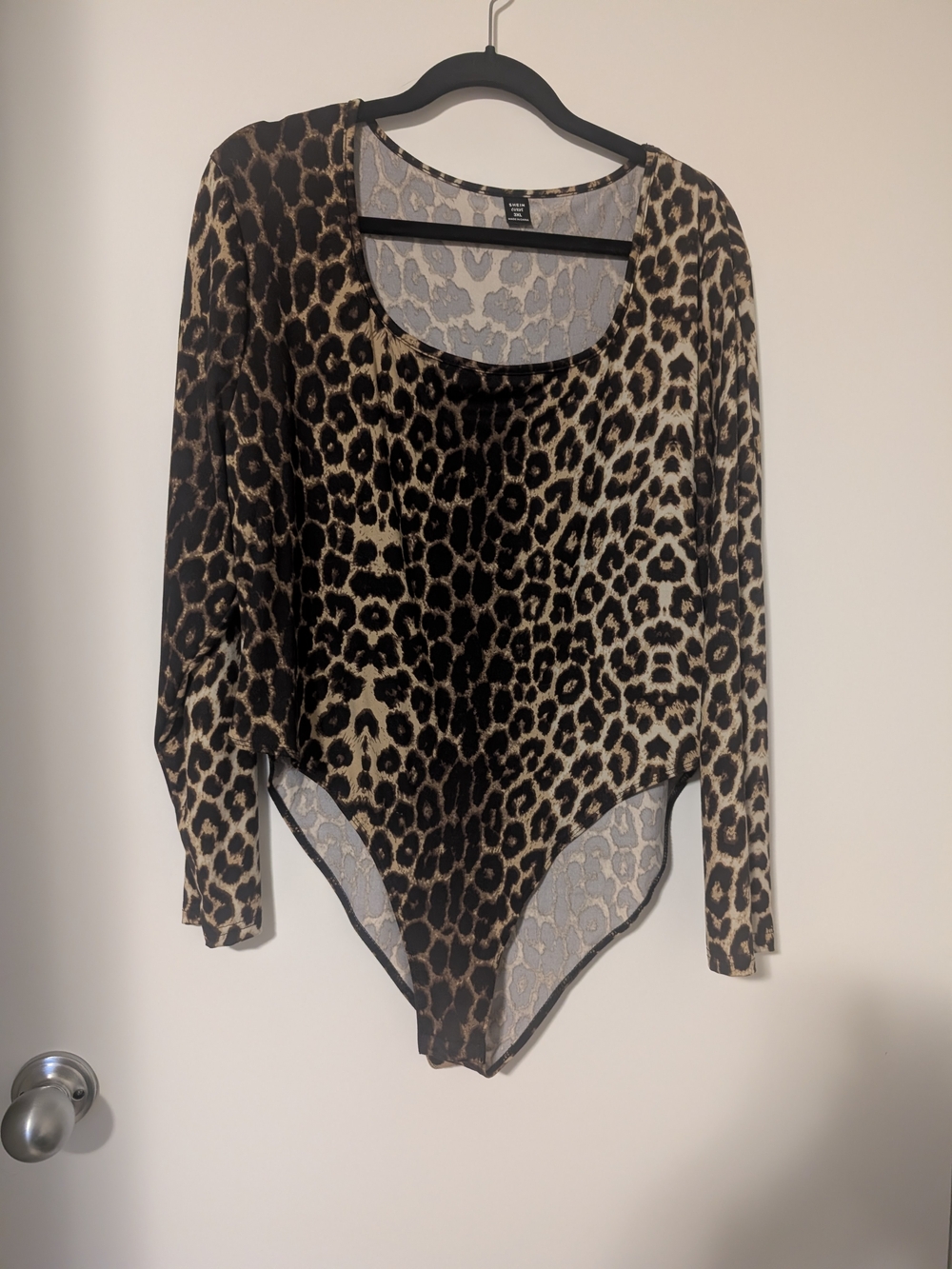 SHEIN Leopard Print Long Sleeve Bodysuit - Brown/Black